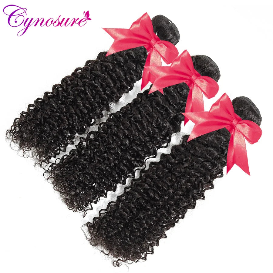 Cynosure Afro Kinky Curly Weave Human Hair 3 Bundles Natural Black Brazilian Hair Weave Bundles 8''-28'' Remy Hair