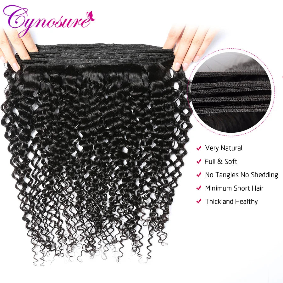 Cynosure Afro Kinky Curly Weave Human Hair 3 Bundles Natural Black Brazilian Hair Weave Bundles 8''-28'' Remy Hair