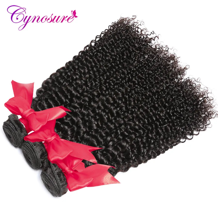 Afro Kinky Curly Weave Human Hair Bundles with Closure Cynosure Brazilian Hair Weave 3 Bundles with Closure Remy Hair